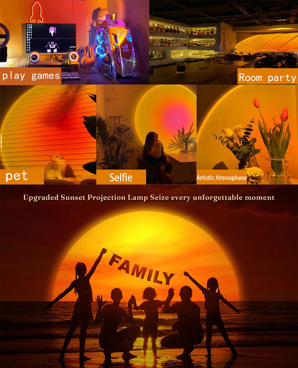 Shutterloverz Sunset Lamp Max - Smart Bluetooth Sunset Projection Lamp - APP & Remote Included